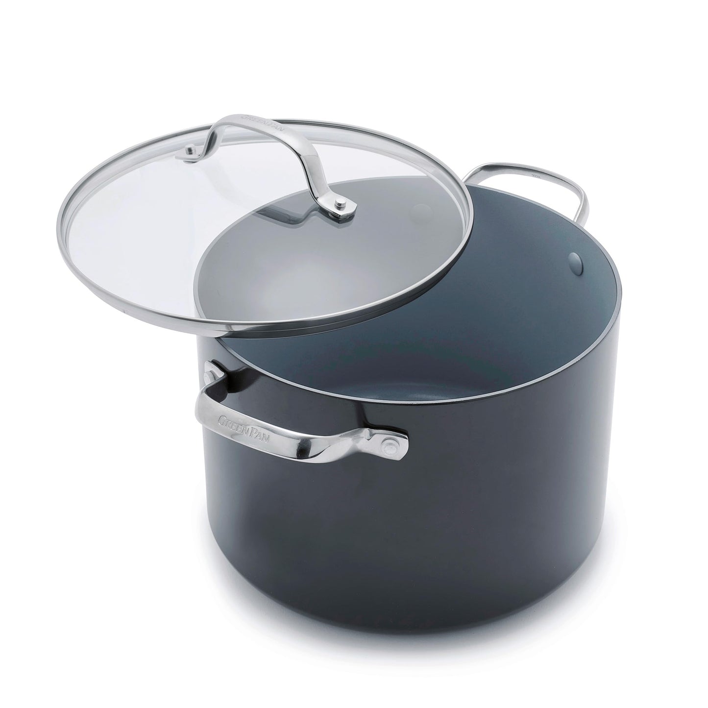 GreenPan Valencia Pro Hard Anodized Healthy Ceramic Nonstick 8QT Stock Pot with Lid PFASFree Induction Dishwasher Safe Oven Safe Gray