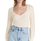 PAIGE womens Europa Top Long Sleeve Pouf Sleeve Sweetheart Neckline in Ivory Shirt, Ivory, X-Small US