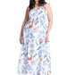 ELOQUII Women's Plus Size Roping Detail Printed Maxi Dress - 22, Seaside