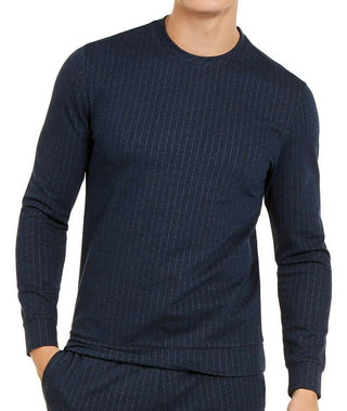 Alfani Mens Pinstripe Stretch Crew Sweatshirt Navy M