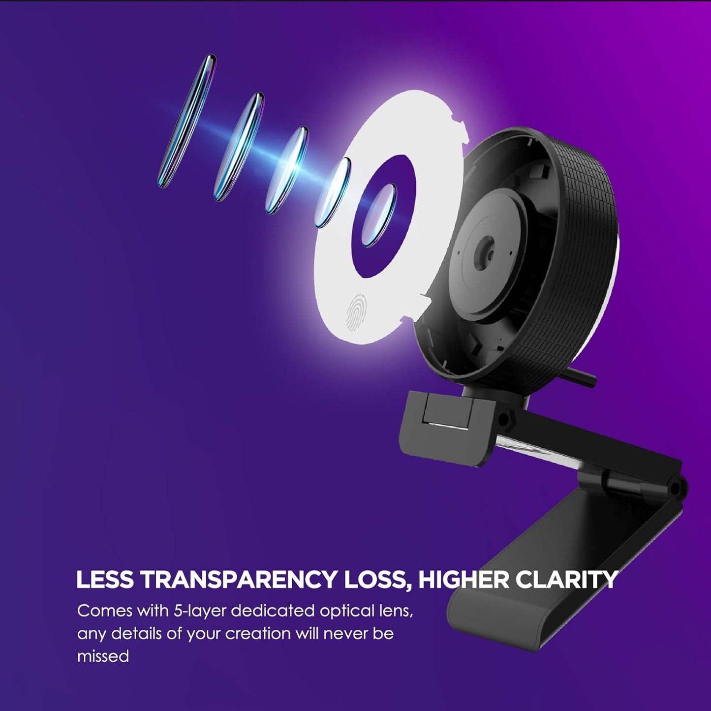 Webcam PAPALOOK PA552 para transmissão ao vivo com anel de luz