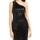 Teeze Me Womens Juniors Sequined Mini Cocktail and Party Dress Black 3/4