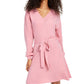 Sequin Hearts Womens Juniors V Neck Fit and Flare Sweaterdress Pink M