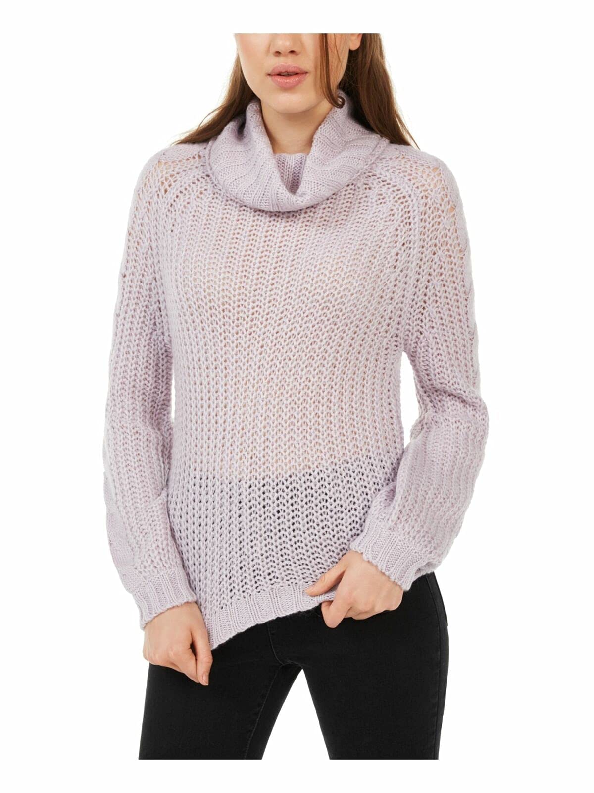 Planet Gold Juniors' Cowl-Neck Sweater (M, Misty Lilac)