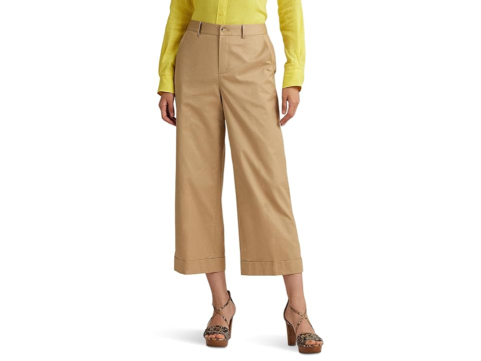 Ralph Lauren Pleated Cotton Twill Cropped Pants - Birch Tan