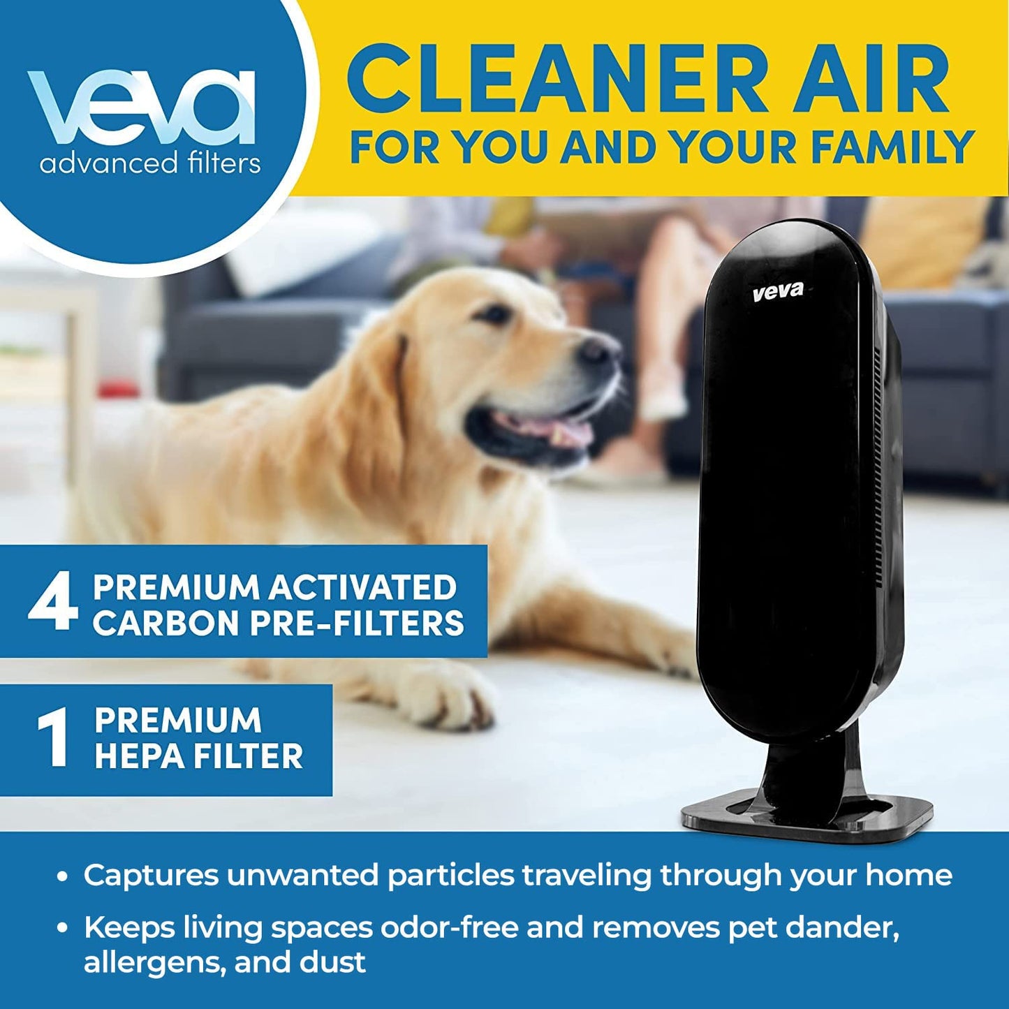 Purificador de ar preto VEVA 8000 para casa 