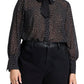 ELOQUII Women's Plus Size Polka Dot Collared Blouse - 14, Black and White