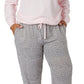 Splendid Women's Puff Sleeve Henley Jogger Set, Pink Heather/Grey Spot Dot, Medium