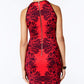 B. Darlin Womens Juniors Printed High Neck Bodycon Dress Red 3/4