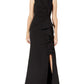 Eliza J Women's Ruffle Front Formal Dress, Black, 8