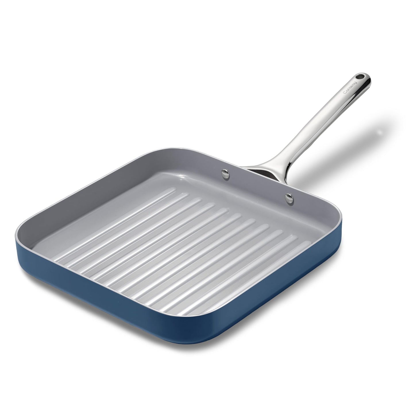Caraway Square Grill Pan  11 Grill Pan  NonStick Ceramic Coated  Non Toxic PTFE  PFOA Free  Oven Safe  Compatible with All Stovetops  Navy