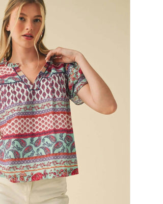 &amp;Merci - Blusa com mangas bufantes e estampa Paisley em promoção