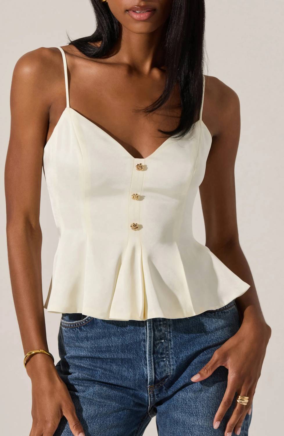 Astr - Paislee Satin Peplum Top