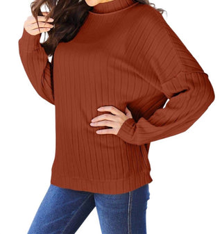 Basic Bae - Blusa de malha canelada com gola falsa elegante