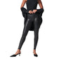 SPANX SPANXshape Faux Leather Leggings - Tummy Control Legging - with Contoured Power Waistband Stomach Compression - High Waist - Black - 28" Inseam - Medium Petite