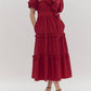 Entro - Faux Wrap Short Puff Sleeve Ruffle Detail Midi Dress