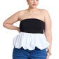 ELOQUII Women's Plus Size Peplum Tube Top - 18, Black White