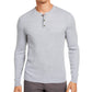 Tasso Elba Mens Shirt Chelsea Heather Ribbed Henley Gray 2XL