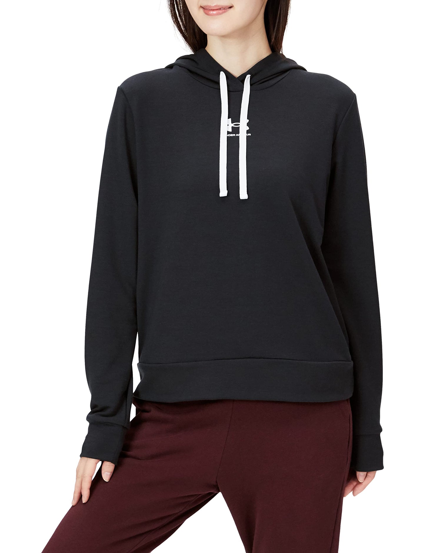 Under Armour Women's Rival Terry Hoodie - Black/White, Large