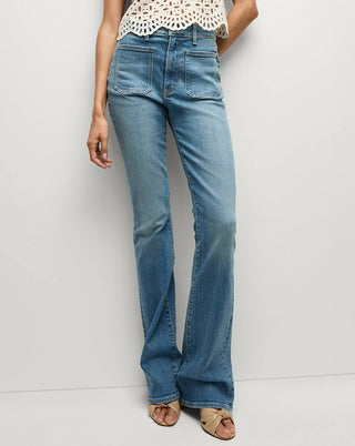 Veronica Beard - Beverly Patch - Calça Skinny com Bolso - Calça Jeans Flare