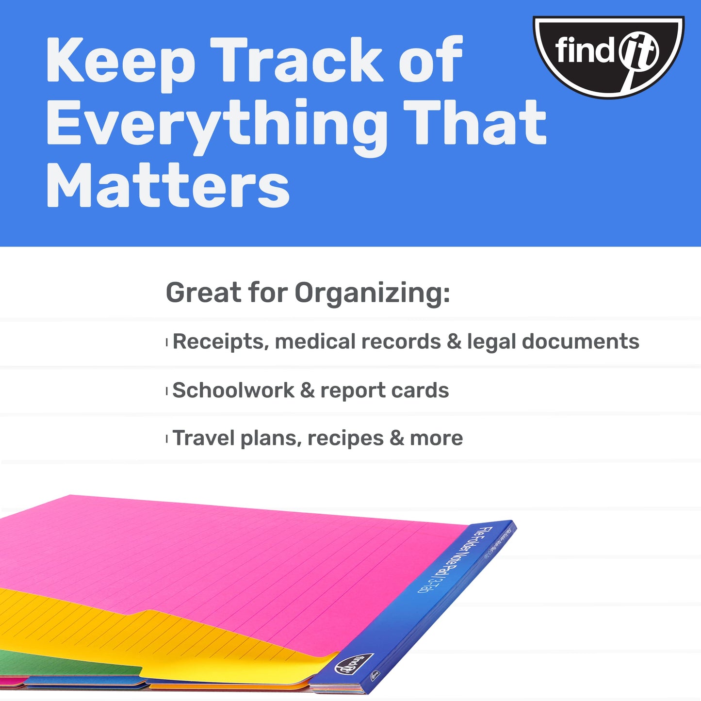 Bloco de notas para pasta de arquivo - Pacote com 12 