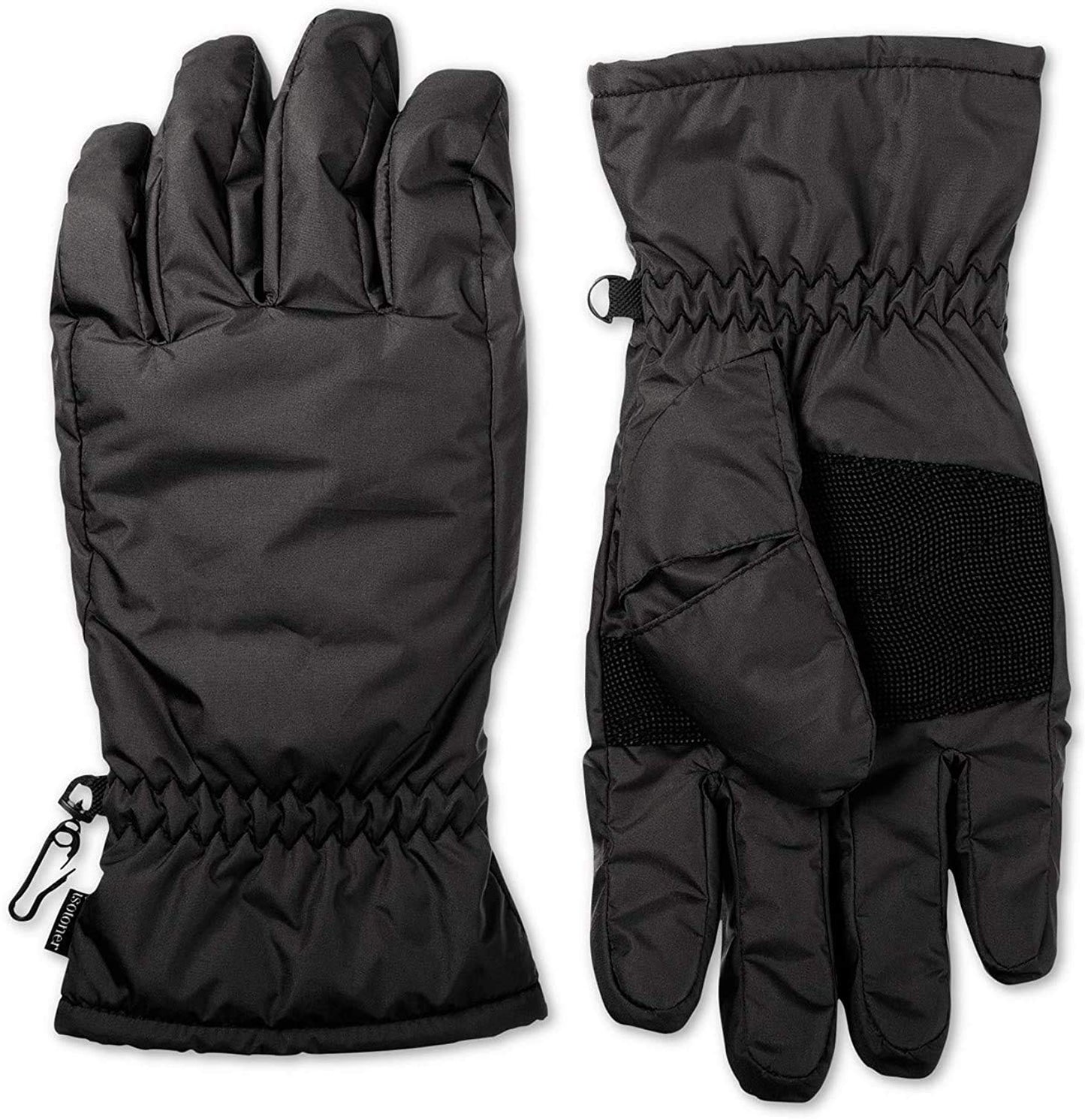 Isotoner Mens Cold Weather Waterproof Winter Gloves Black L