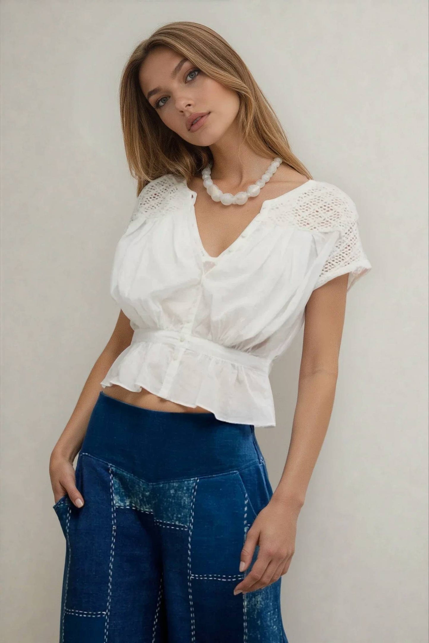 Free People - Gemma Embroidered Top