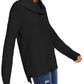 Hippie Rose Womens Black Textured Ribbed Long Sleeve Cowl Neck Sweater Size XS