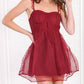 Buddylove - Vixen Wine Bustier Dotted Mini Dress