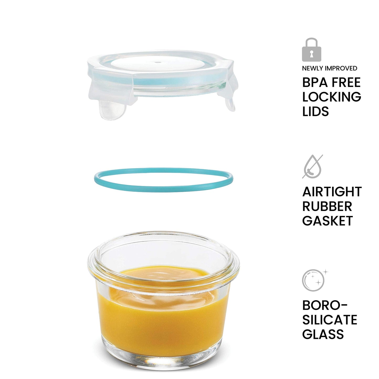 Recipientes de vidro para alimentos de 4 oz - conjunto de 6 peças 