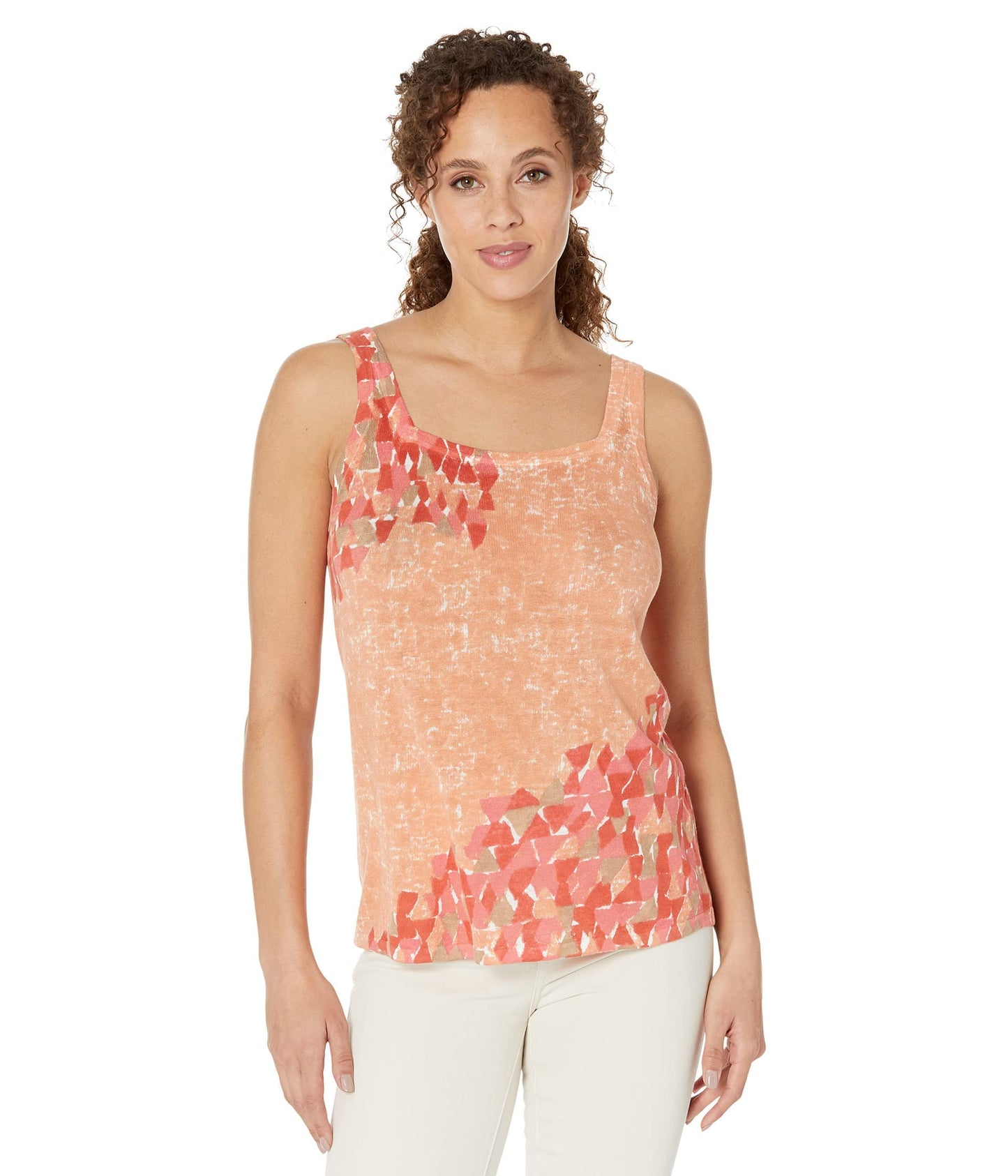 NIC+ZOE Womens Linen Casual Tank Top Orange XS