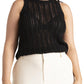 ELOQUII Women's Plus Size Crochet Knitted Tank - 18/20, Black Onyx