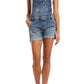 Mavi Women's Wanda Overall Denim Shorts, Used Ripped & Fringe Vintage, M