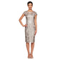 Alex Evenings Women's Short Floral Embroidered Cocktail Sheath Dress, Wedding Guest, Formal Gown (Petite and Regular Sizes), Taupe, 14