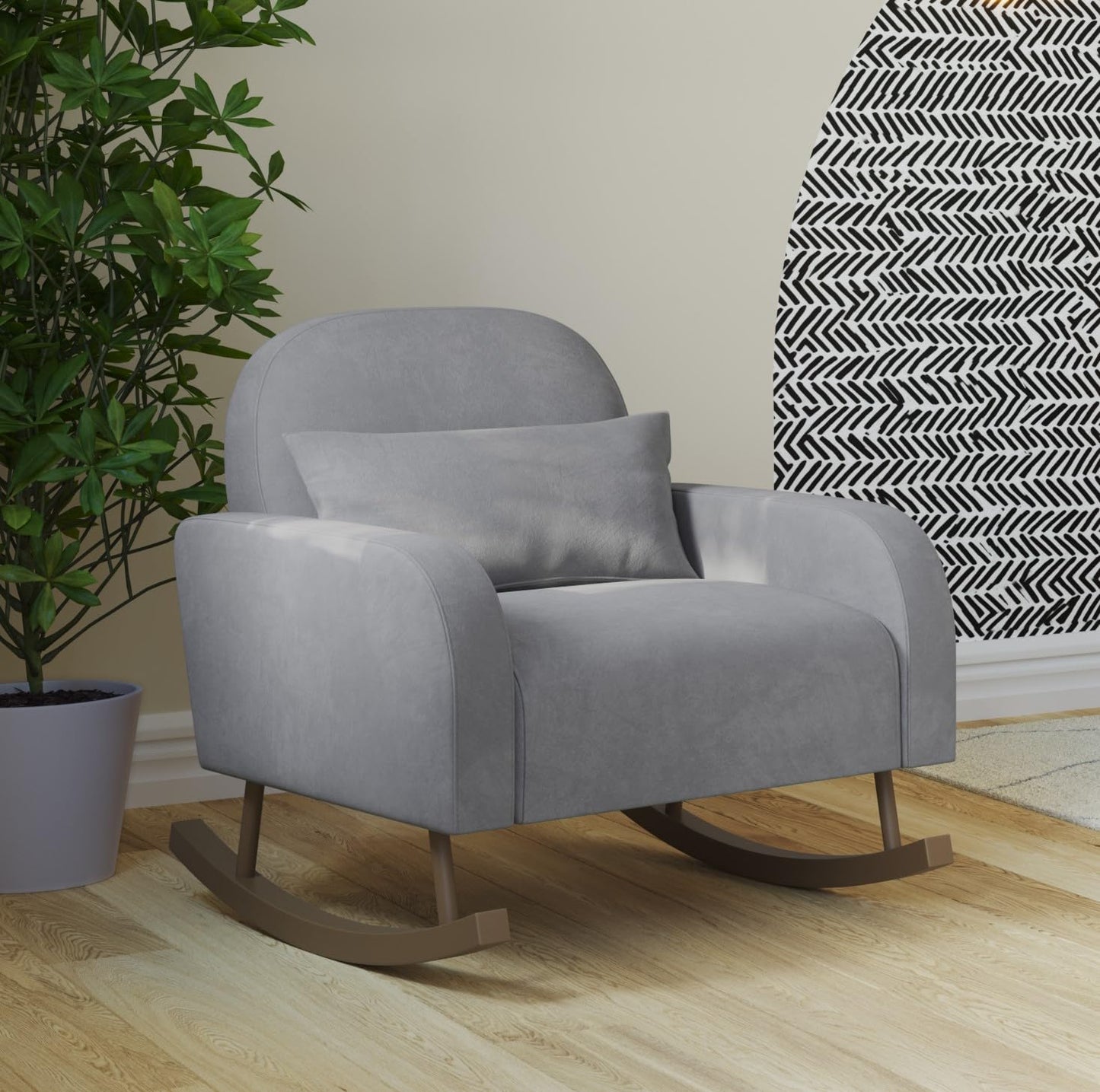 Nurture The Rocking Chair  Smooth Rock for Ultimate Nursery Comfort and Relaxation Effortlessly Transforms into a Modern Armchair Ideal for Living Room and Bedroom Gray