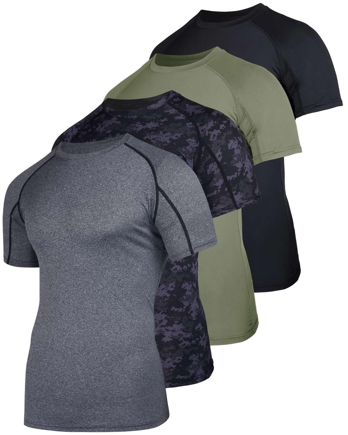 4 Pack Mens Compression Shirts Short Sleeve Undershirts Base Layer Gym Tees