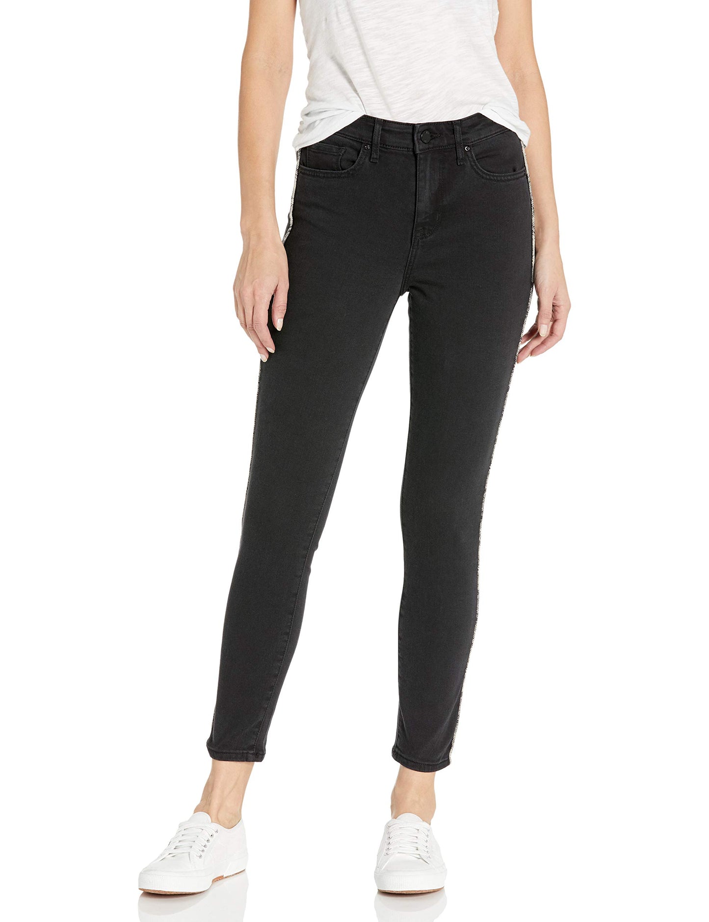 William Rast Women's Sculpted High Rise Skinny Ankle, Black-Animal, 25