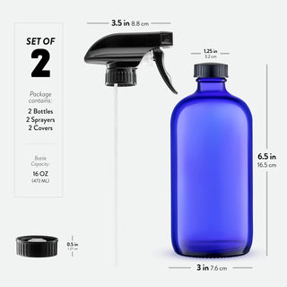 Frascos de spray de vidro - 16 oz, pacote com 2 