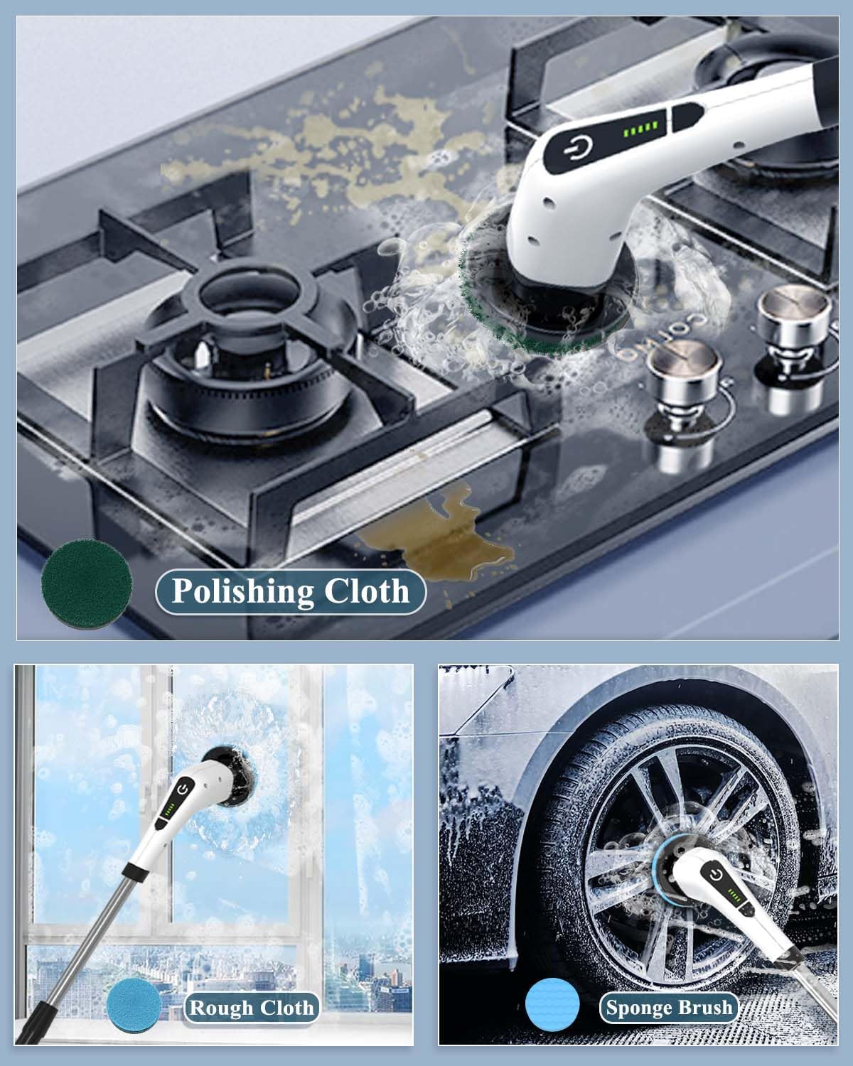 Escova de limpeza elétrica para chuveiro sem fio - Escova de limpeza elétrica para banheira de azulejo