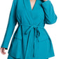 ELOQUII Women's Plus Size Tie Waist Soft Suiting Blazer - 20, Bayou