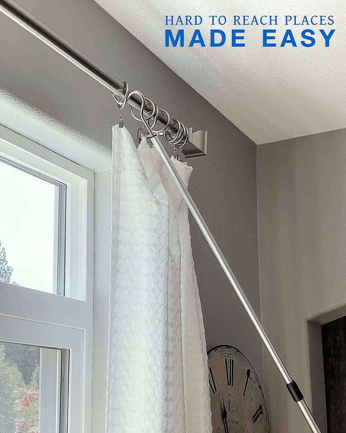 Poste de alumínio Shepherds com gancho e alça de 2,75 polegadas, leve e extensível de 36 a 62 polegadas 