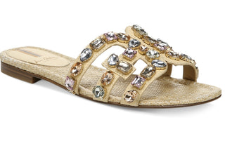 Sandália Slide Feminina Sam Edelman Bay com Recorte Embelezado Marrom Tamanho 7,5 M