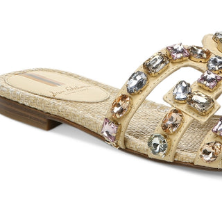 Sandália Slide Feminina Sam Edelman Bay com Recorte Embelezado Marrom Tamanho 7,5 M