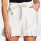 Shorts femininos CeCe com babados e cinto, tamanho 8, branco