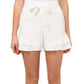 Shorts femininos CeCe com babados e cinto, marrom, tamanho 10