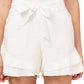 Shorts femininos CeCe com babados e cinto, marrom, tamanho 10