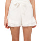 Shorts femininos CeCe com babados e cinto, marrom, tamanho 14