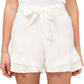 Shorts femininos CeCe com babados e cinto, marrom, tamanho 14