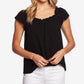 Blusa feminina CeCe com decote quadrado, preta, tamanho X-S