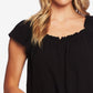 Blusa feminina CeCe com decote quadrado, preta, tamanho X-S